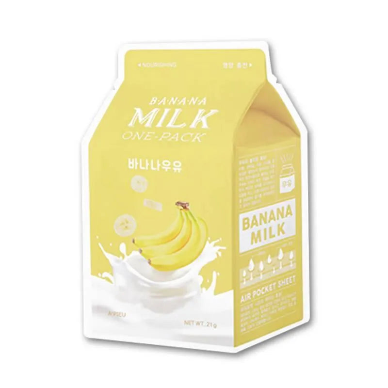 A'Pieu Banana Milk One Pack Mask, Korean skincare sheet mask, yellow carton, Me Time Groningen