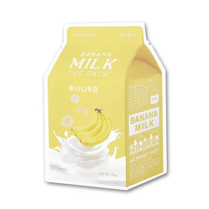 A'Pieu Banana Milk One Pack Mask, Korean skincare sheet mask, yellow carton, Me Time Groningen