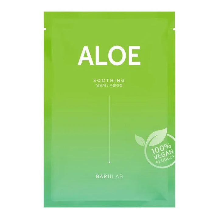 Barulab The Clean Vegan Mask Aloe sheet mask, green packaging, Korean skincare at Me Time Groningen