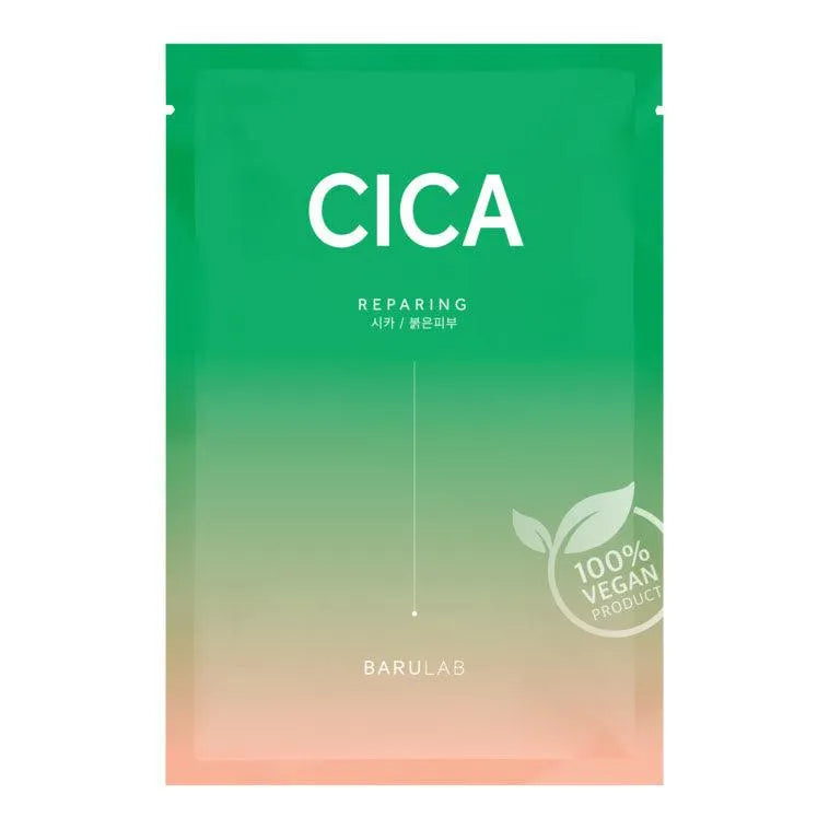 Barulab The Clean Vegan Mask Cica sheet mask, green and peach packaging, Korean skincare, 100% vegan product at Me Time Groningen