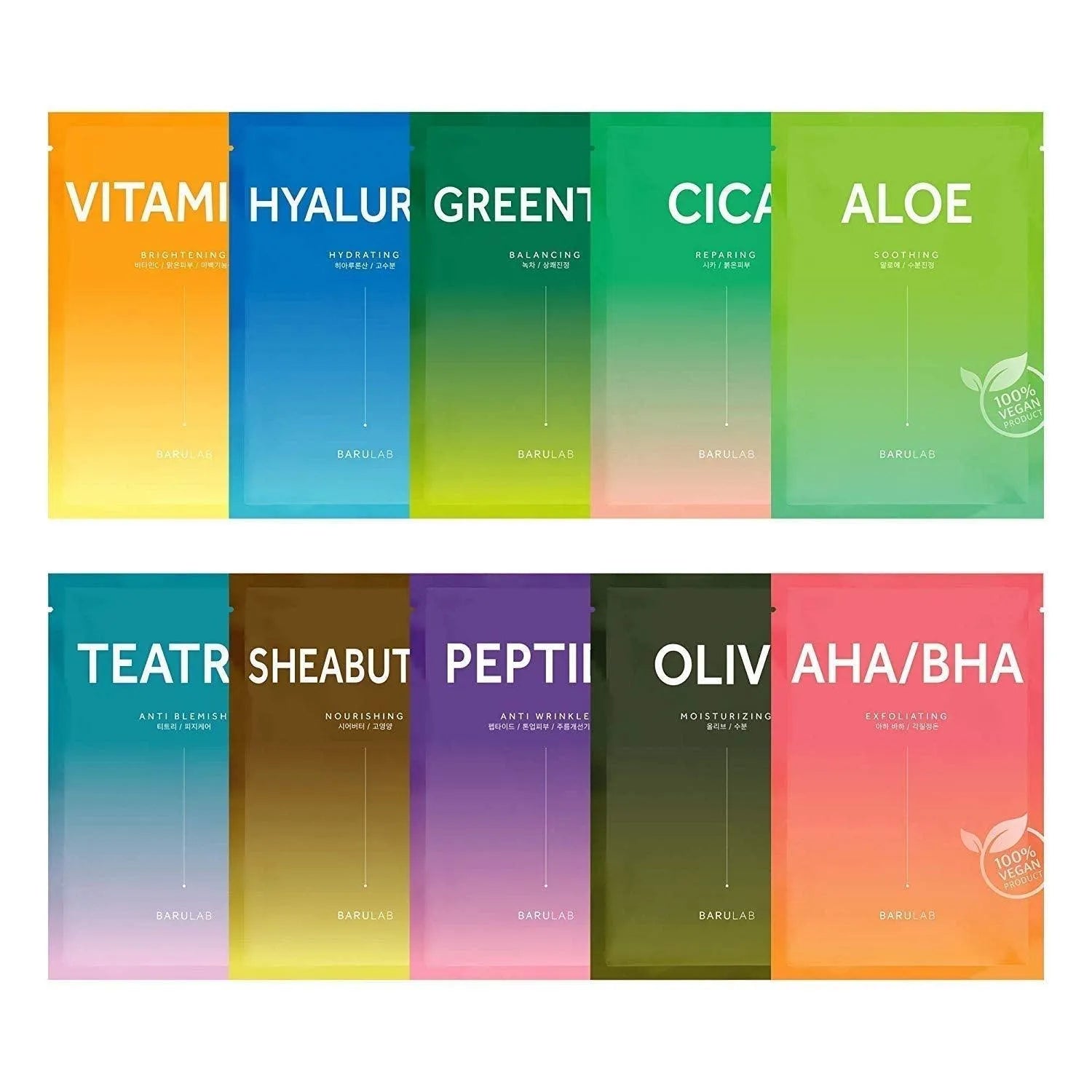 Barulab The Clean Vegan Mask variety pack Korean skincare sheet masks at Me Time Groningen