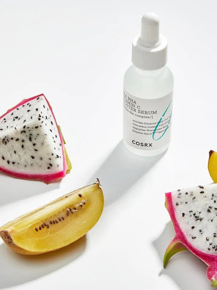 COSRX Refresh AHA BHA Vitamin C Booster Serum with dragon fruit and yellow kiwi, Korean skincare product