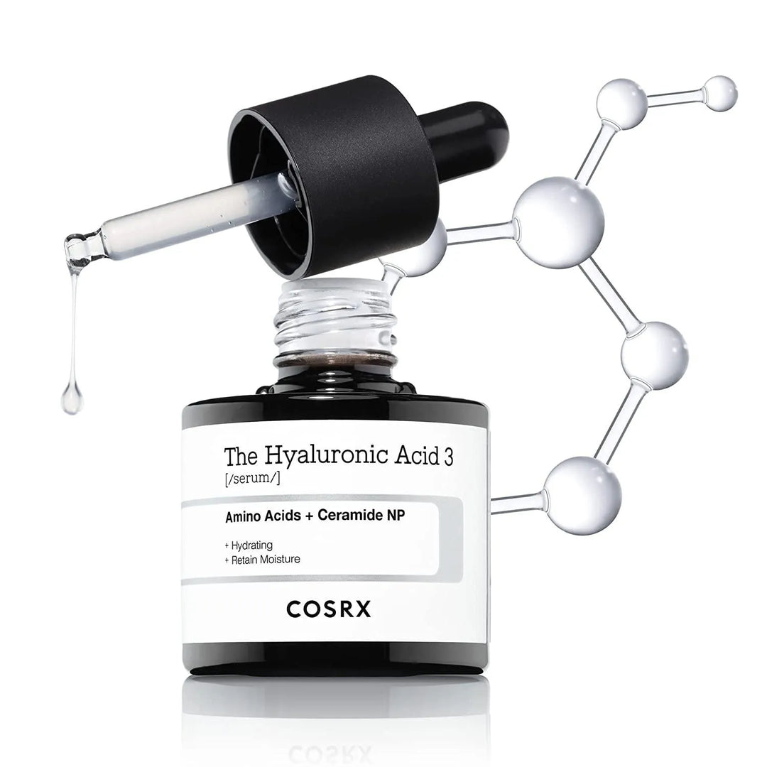 COSRX The Hyaluronic Acid 3 Serum bottle with dropper, Korean skincare product