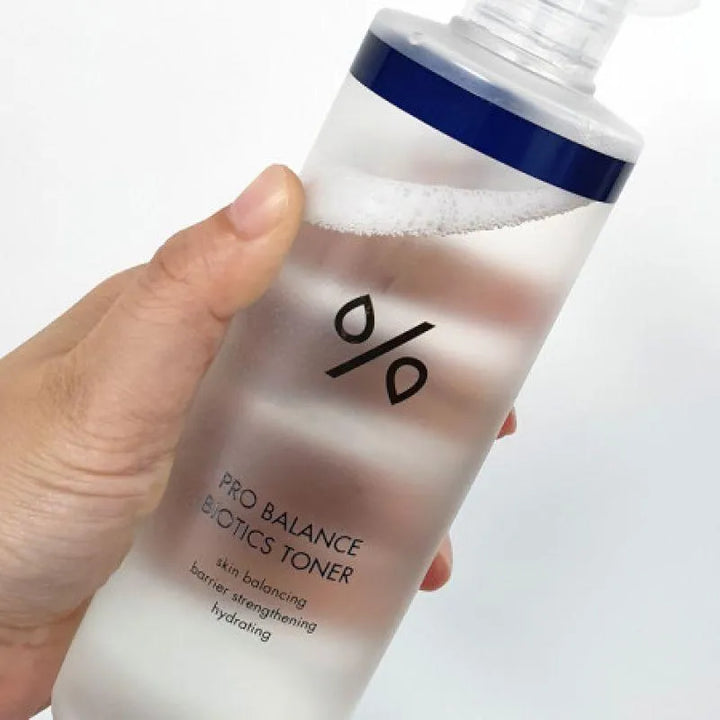 Hand holding Dr. Ceuracle Pro Balance Biotics Toner bottle, Korean skincare Groningen