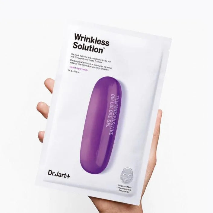 Hand holding Dr. Jart+ Wrinkless Solution Korean sheet mask, Me Time Groningen