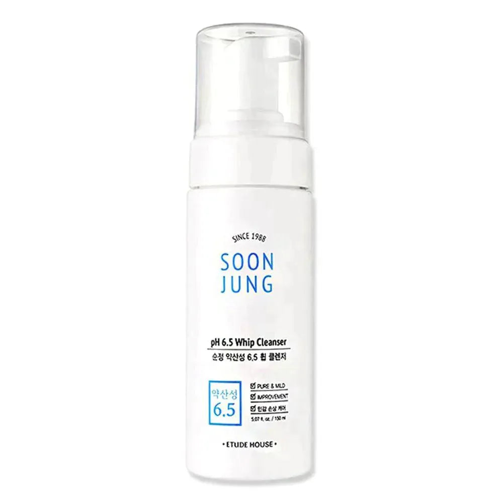 Etude House Soon Jung pH 6.5 Whip Cleanser Korean skincare bottle on white background
