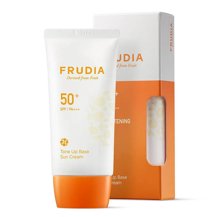 Frudia Tone Up Base Sun Cream SPF 50+ tube and box, Korean skincare at Me Time Groningen