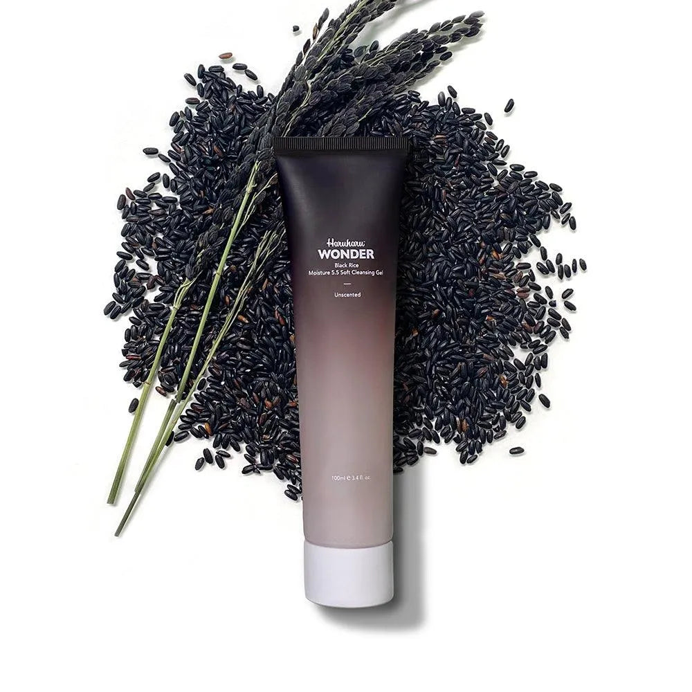 Haruharu Wonder Black Rice Moisture 5.5 Soft Cleansing Gel tube on black rice, Korean skincare