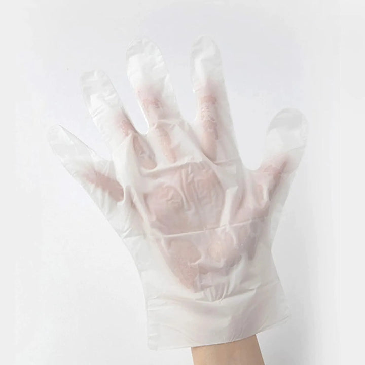 Hand wearing Innisfree special care mask glove on white background, Korean skincare Netherlands