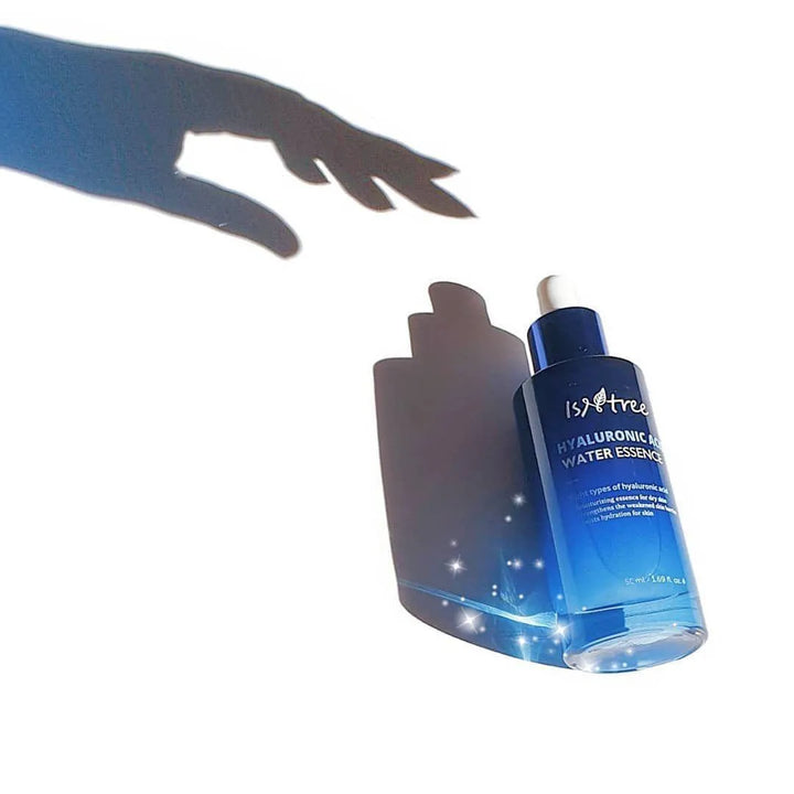 Isntree Hyaluronic Acid Water Essence bottle with shadow on white background, Korean skincare Groningen