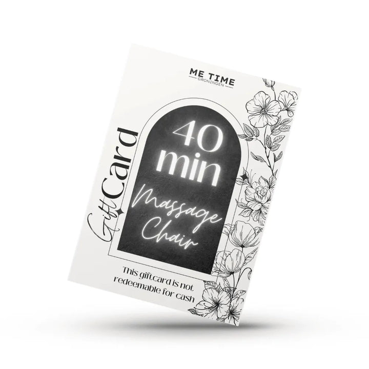 Me Time Groningen 40 min massage chair gift card with floral design on white background