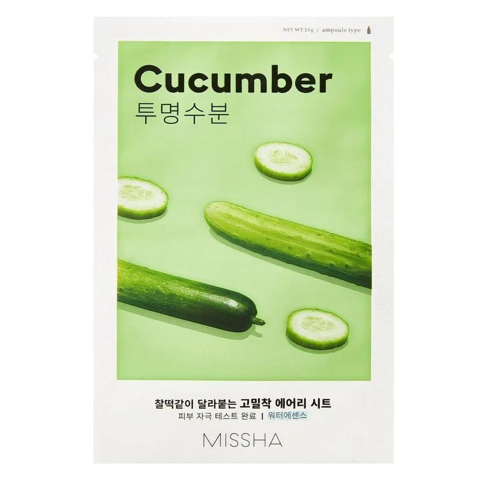 Missha Airy Fit Sheet Mask Cucumber Korean skincare pack with cucumber slices, Me Time Groningen