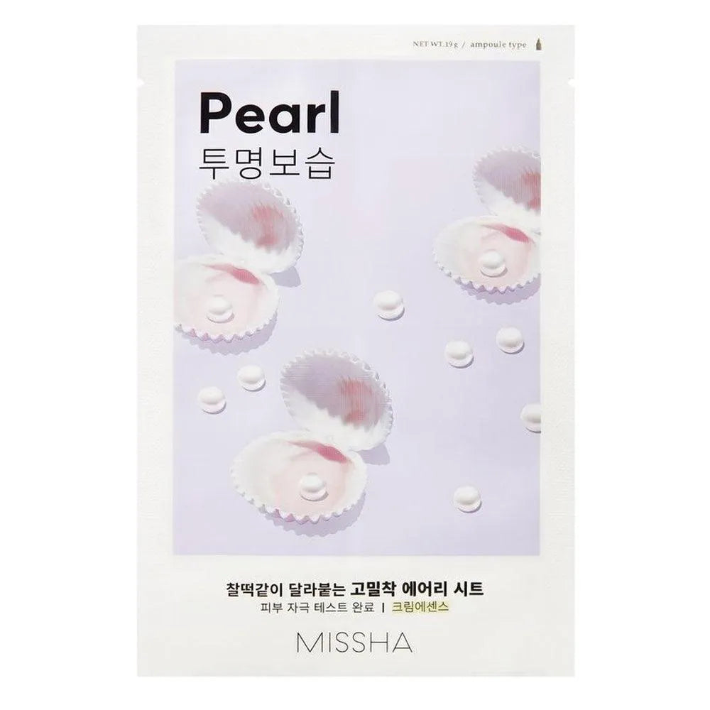 MISSHA Airy Fit Sheet Mask Pearl Korean skincare pack with oyster shell and pearl design
