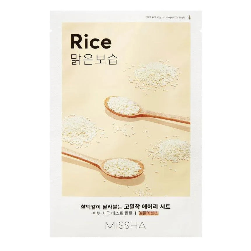 MISSHA Airy Fit Rice Sheet Mask Korean skincare product on white background, Me Time Groningen