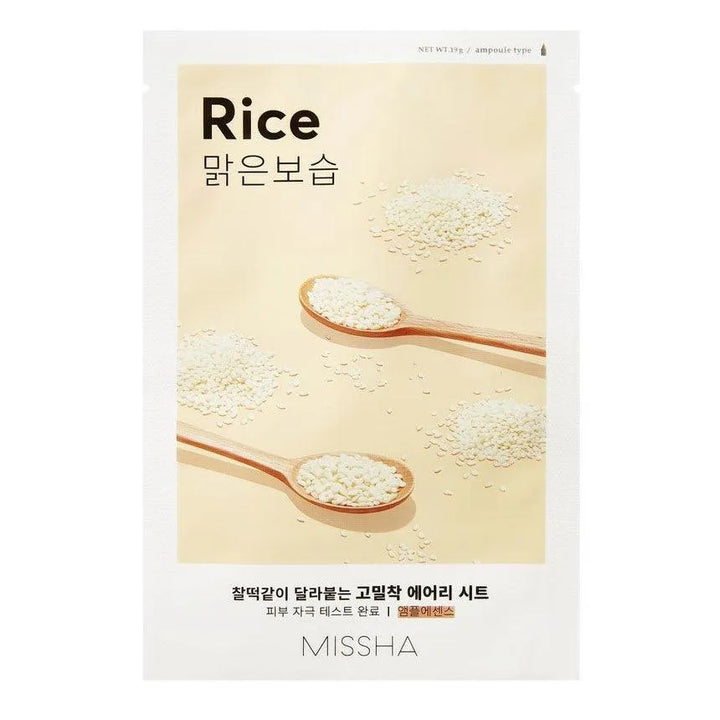 MISSHA Airy Fit Rice Sheet Mask Korean skincare product on white background, Me Time Groningen