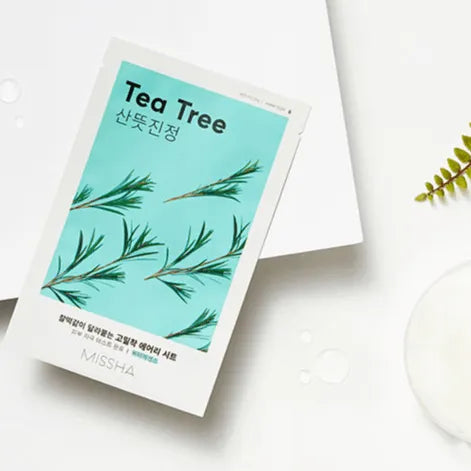 MISSHA Airy Fit Sheet Mask Tea Tree on white background, Korean skincare at Me Time Groningen