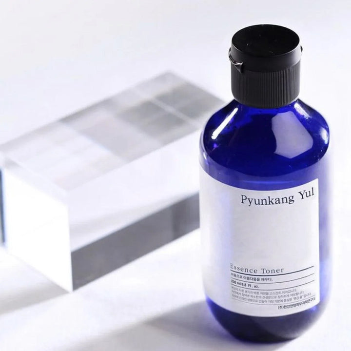 Pyunkang Yul Essence Toner bottle on white background, Korean skincare at Me Time Groningen