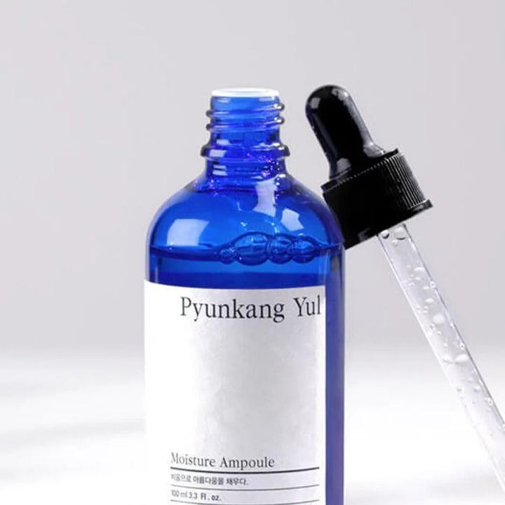 Pyunkang Yul Moisture Ampoule blue bottle with dropper, Korean skincare at Me Time Groningen