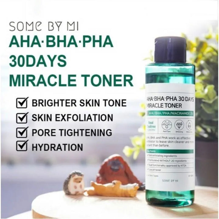 SOME BY MI AHA BHA PHA 30 Days Miracle Toner bottle with skincare benefits, Korean skincare Nederland